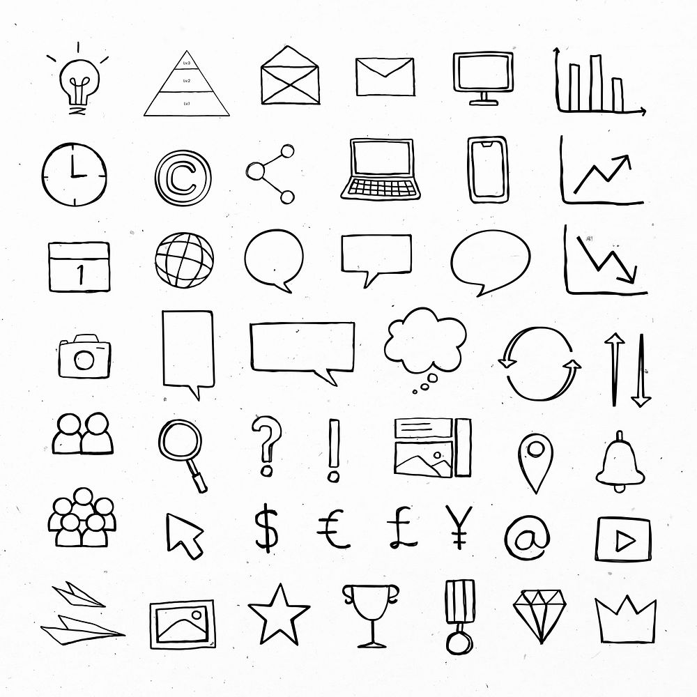 Useful business icons psd for marketing black collection