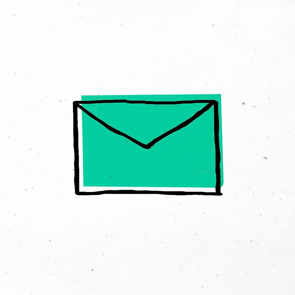 Green envelope vector doodle hand drawn icon