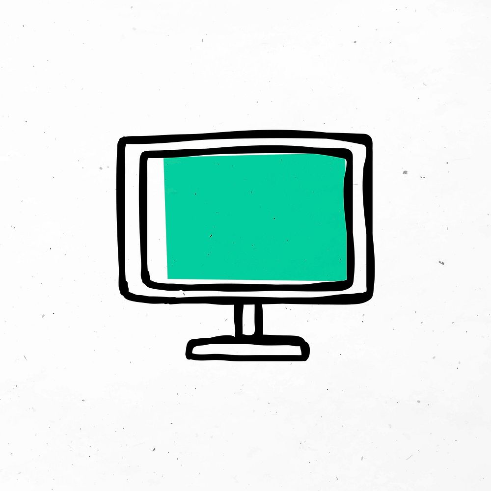 Simple green computer vector hand drawn icon