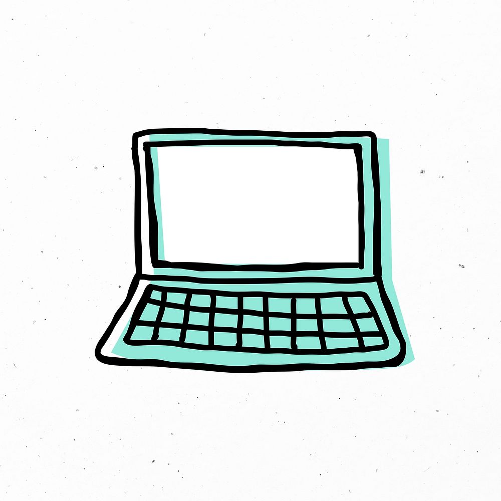 Green laptop psd hand drawn icon