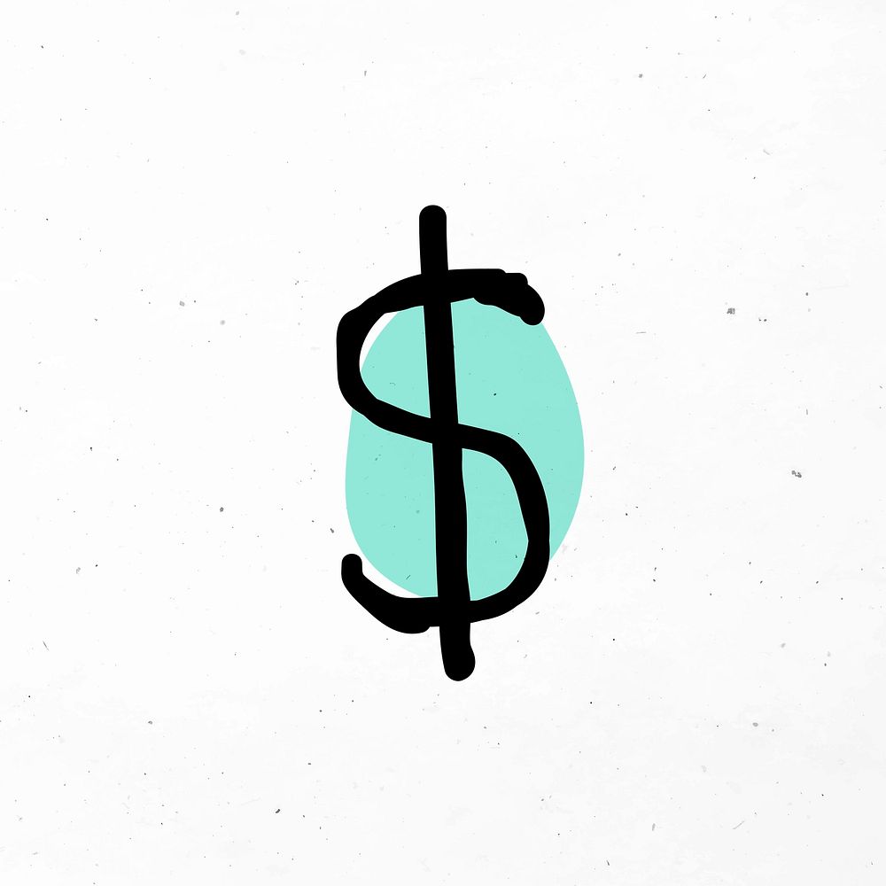 Dollar symbol vector green black with doodle design