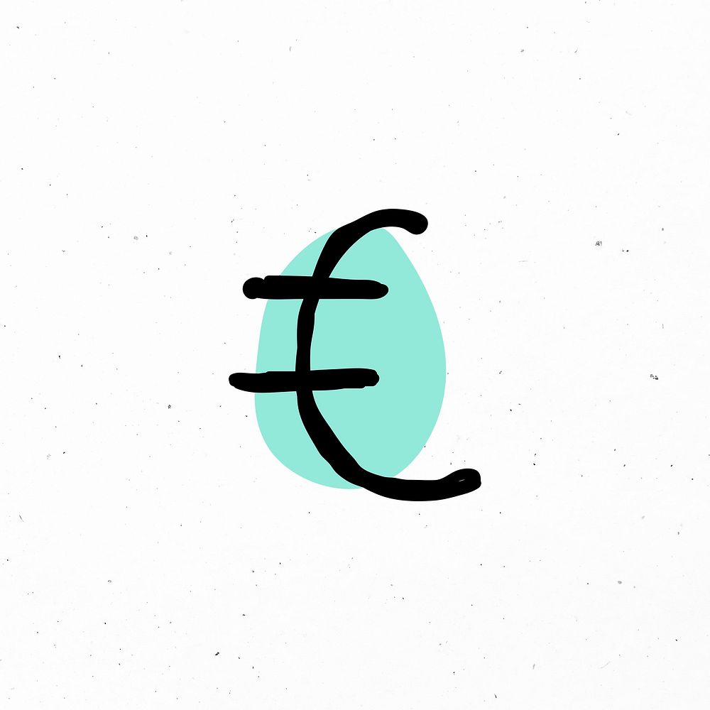 Euro symbol psd green black with doodle design