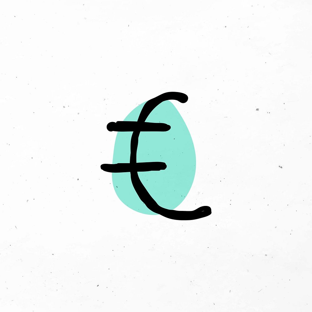 Euro symbol vector green black with doodle design