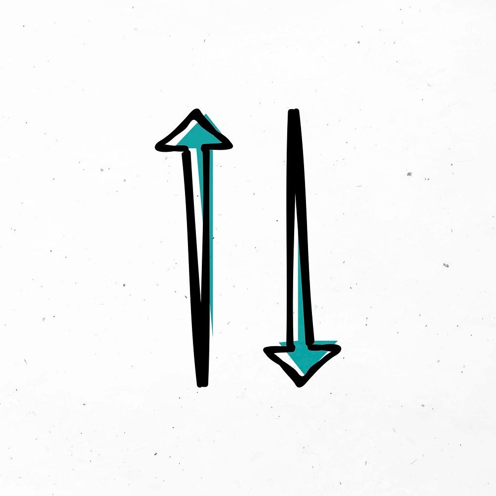Green up and down arrow doodle icon