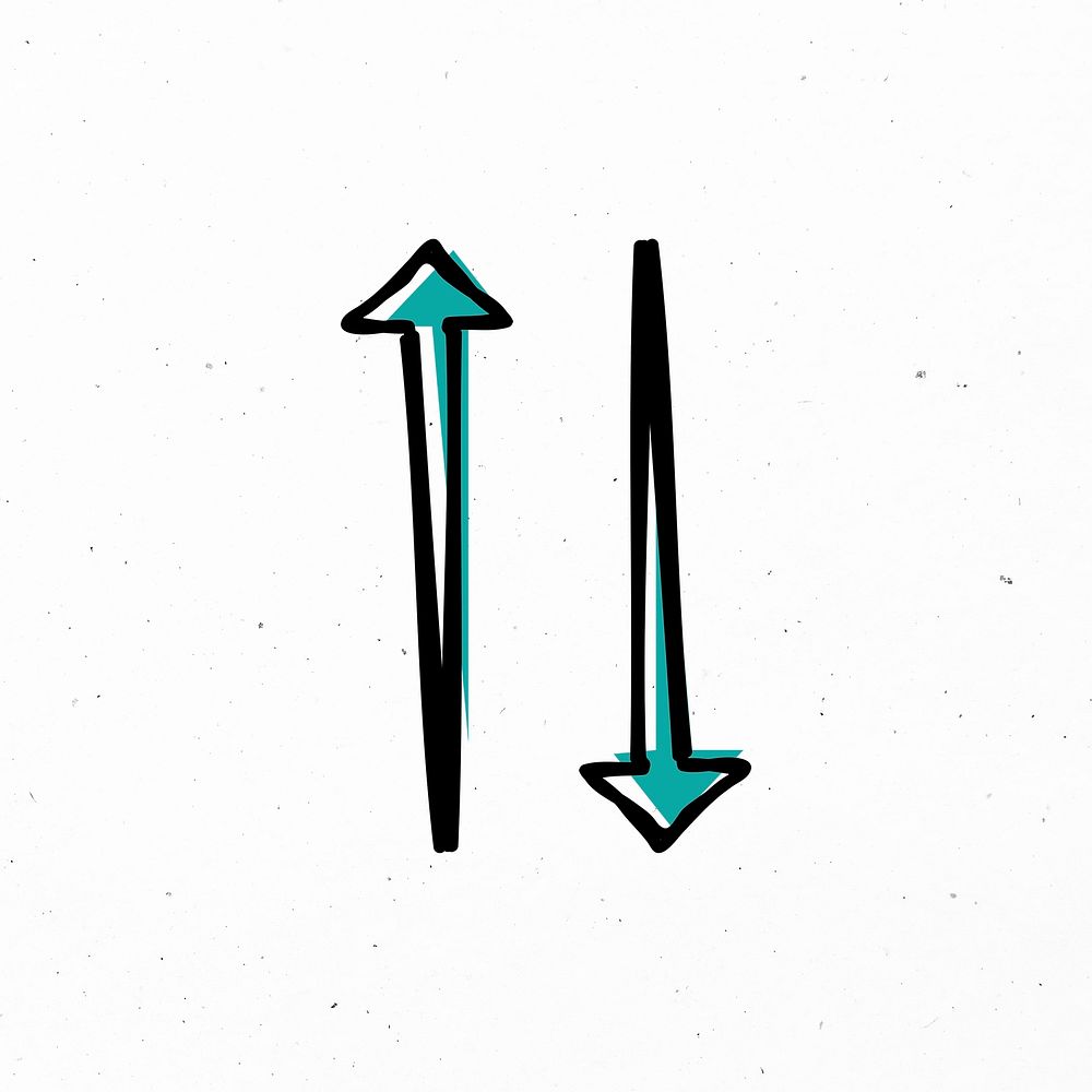 Green psd up and down arrow doodle icon