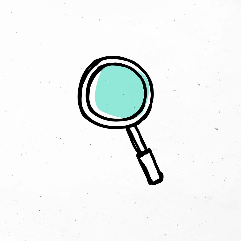Green magnifying glass with doodle design
