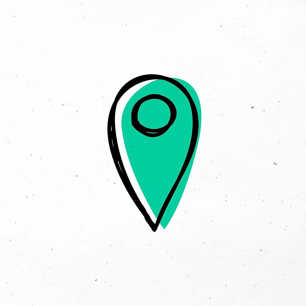 Green current location mark hand drawn symbol
