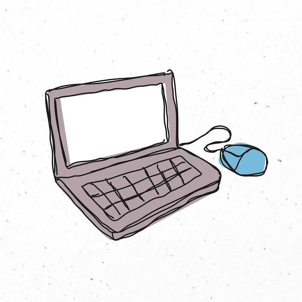 Gray hand drawn laptop psd clipart