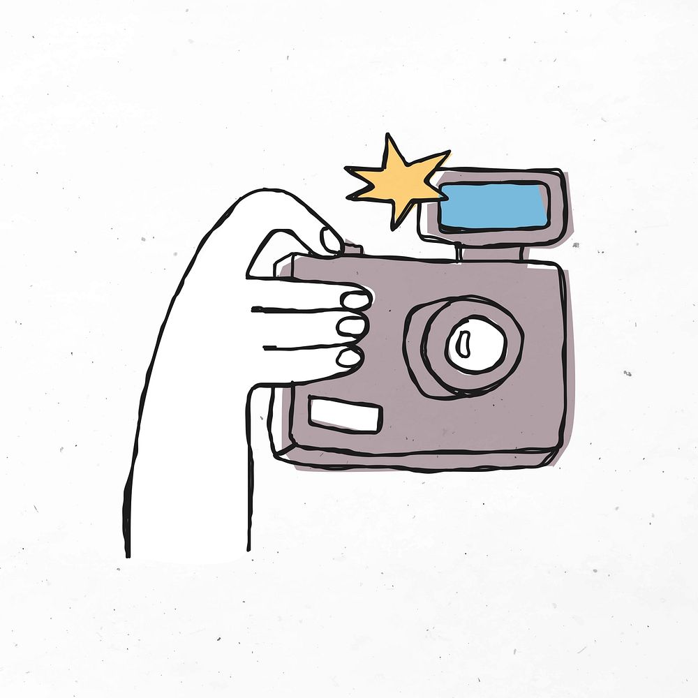 Colorful hand drawn camera vector clipart