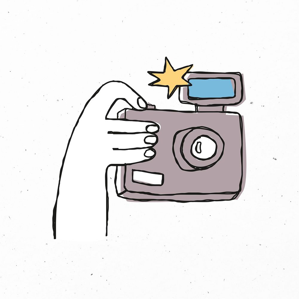 Colorful hand drawn camera psd clipart