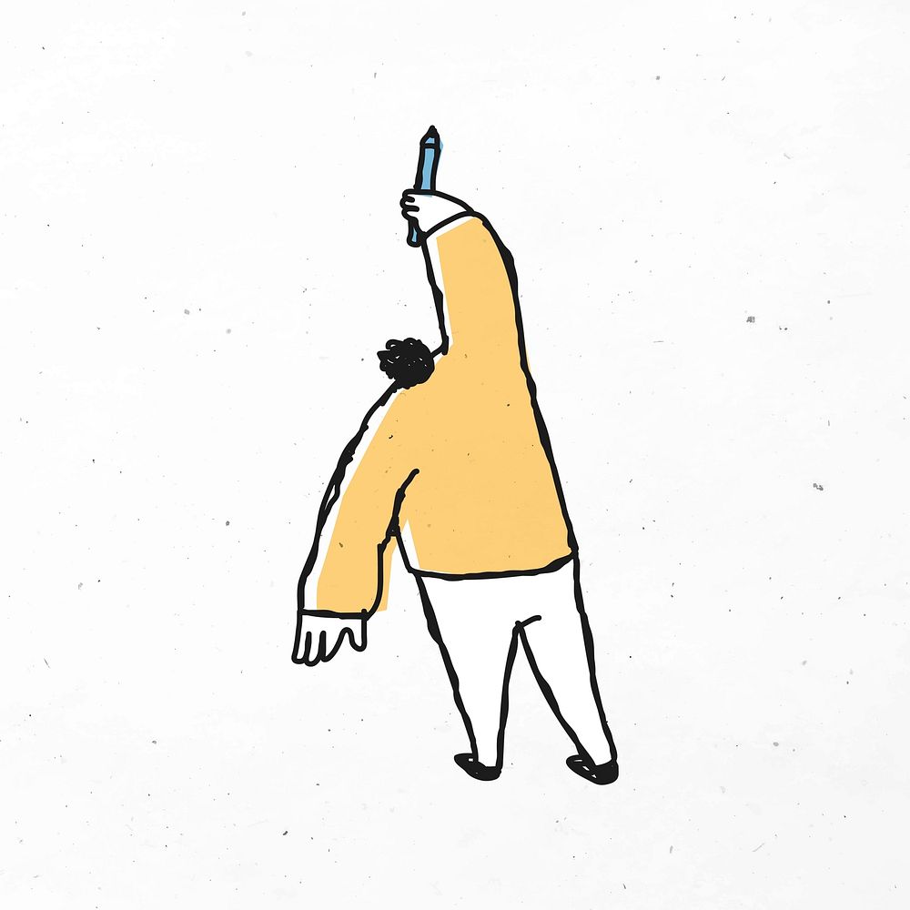 Yellow man drawing vector cartoon icon