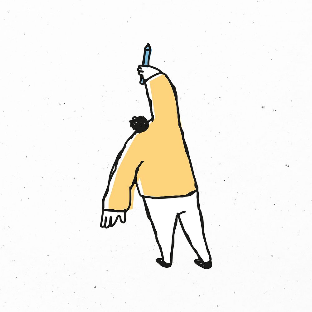 Yellow man drawing psd cartoon icon