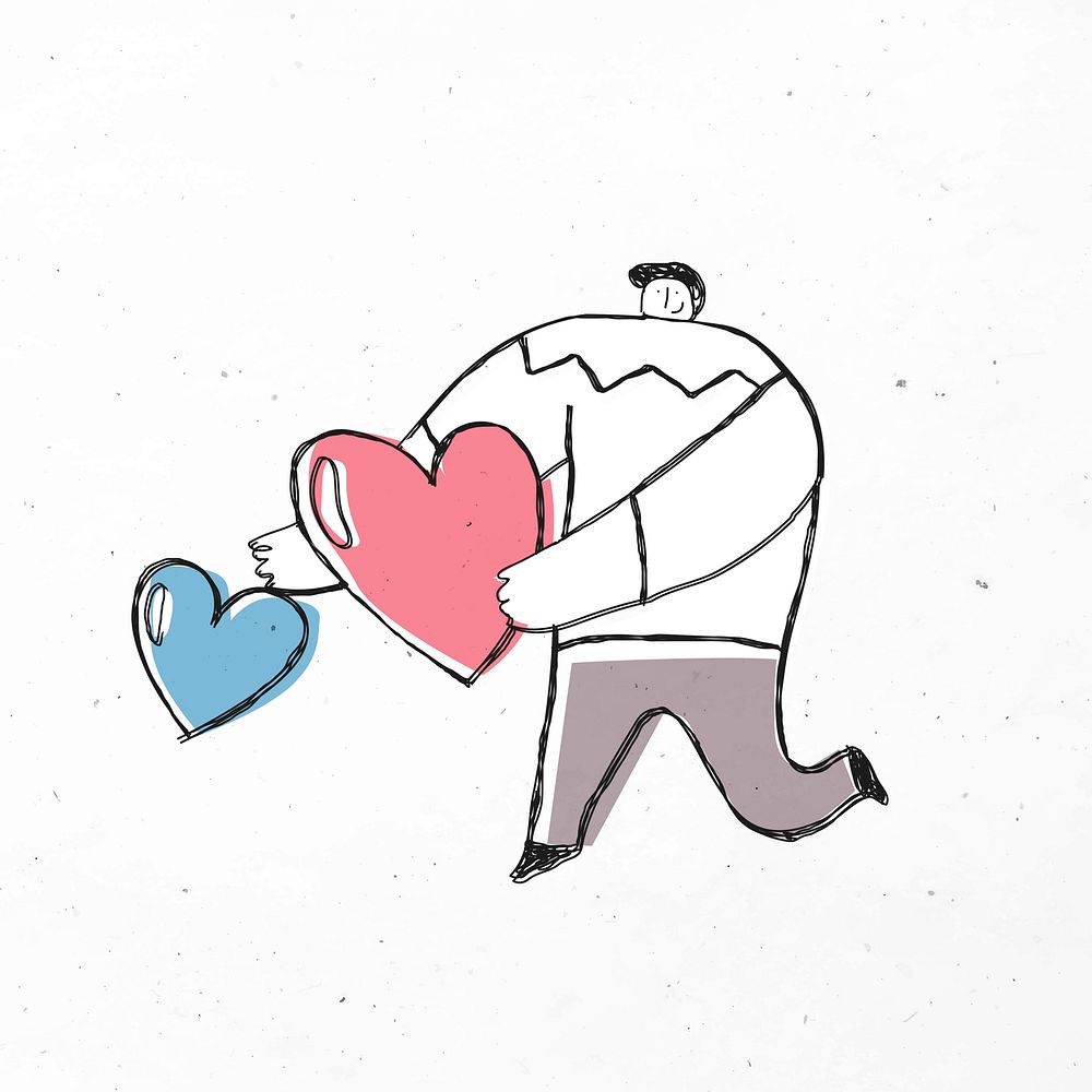 Man giving hearts vector cartoon icon