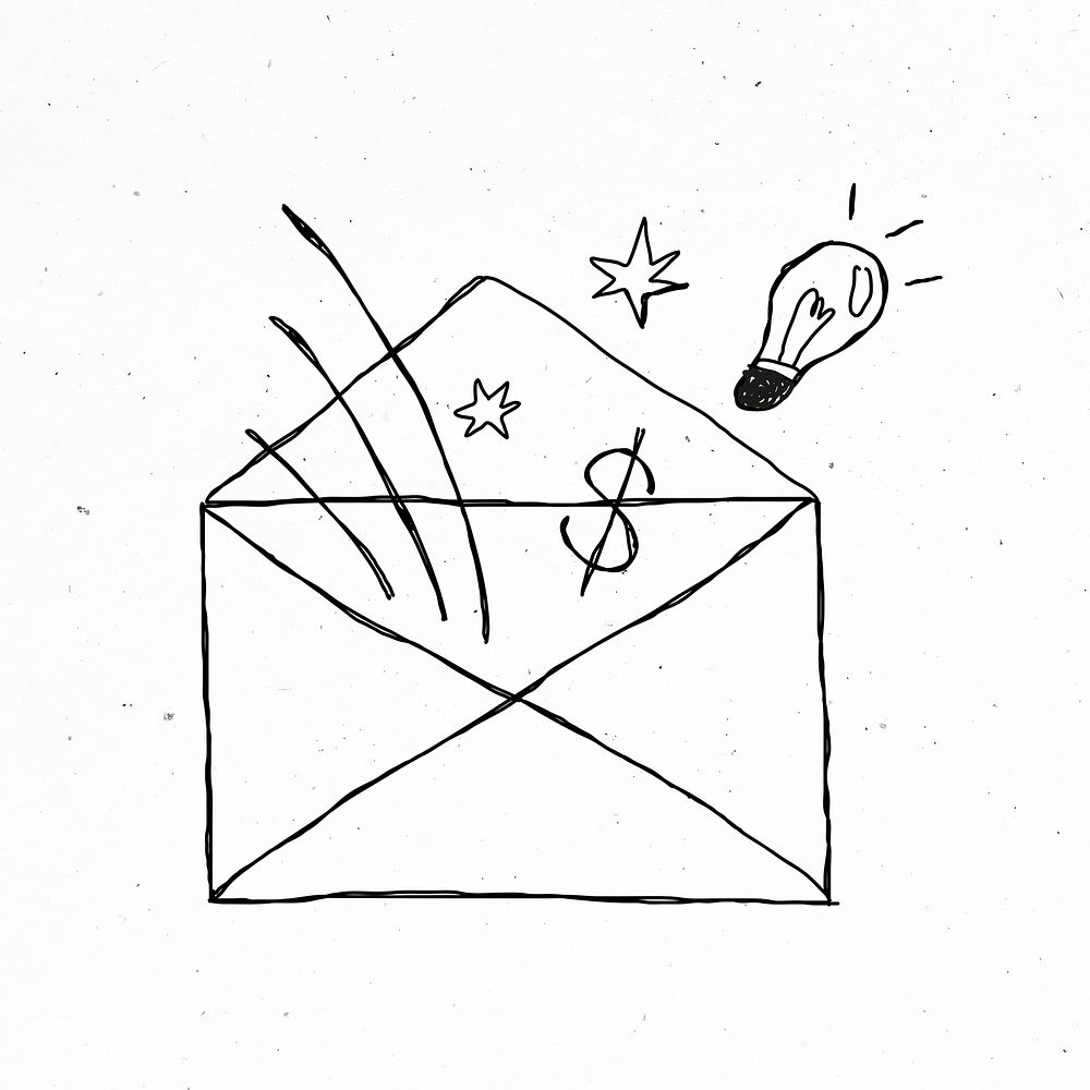 Minimal envelope psd cute business doodle icon