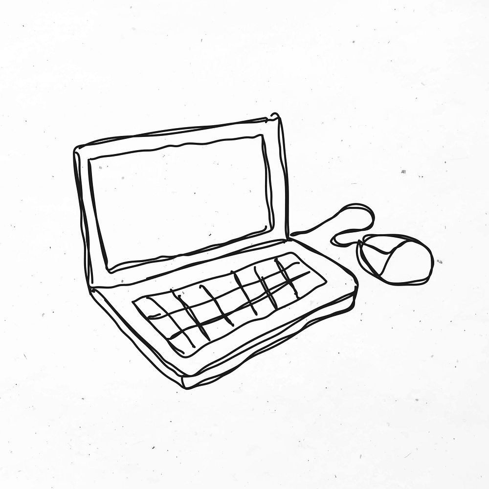 Minimal hand drawn laptop clipart