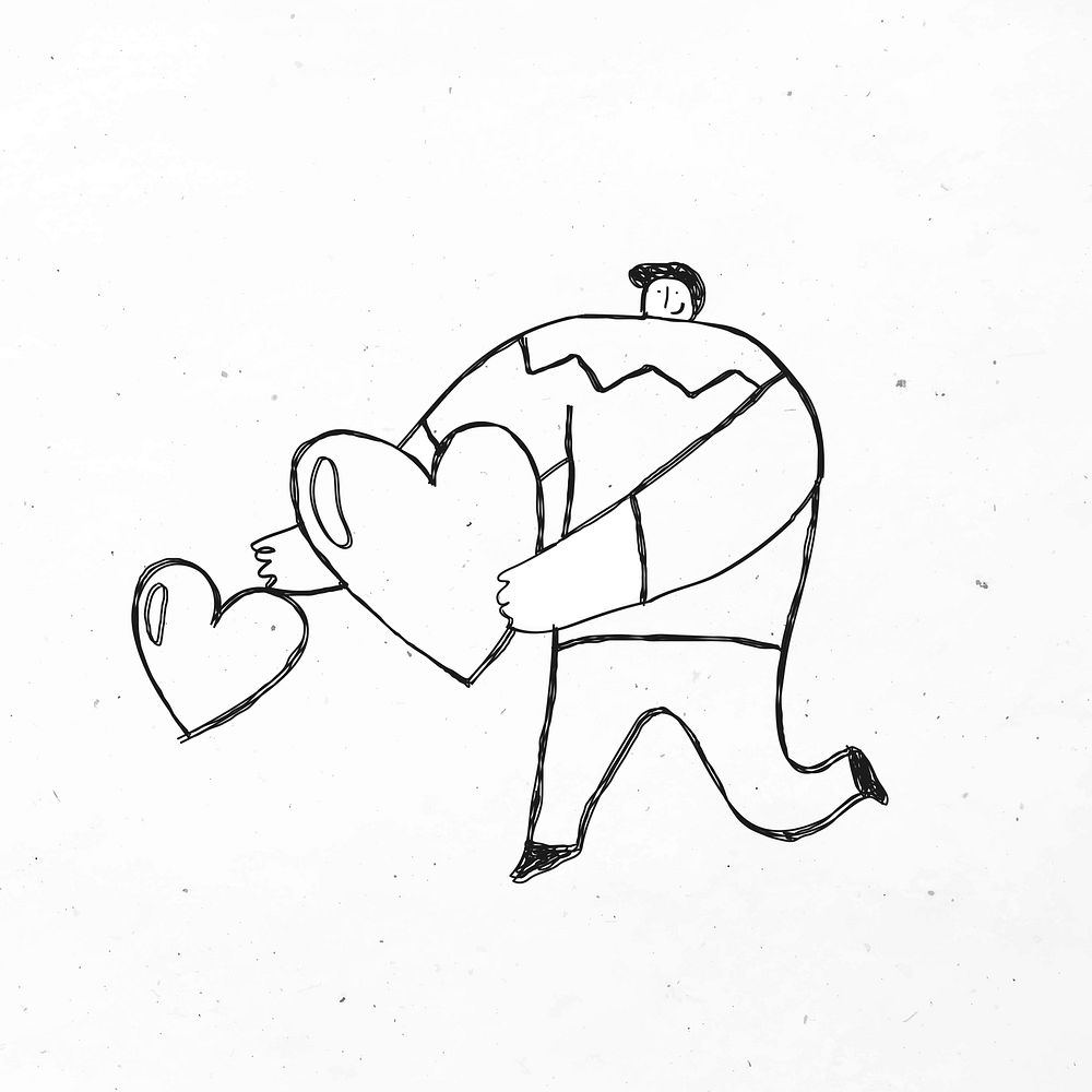 Man giving hearts vector cartoon icon