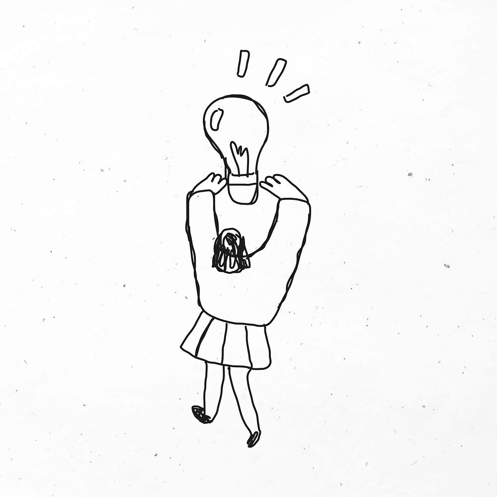 Woman holding light bulb vector cartoon icon