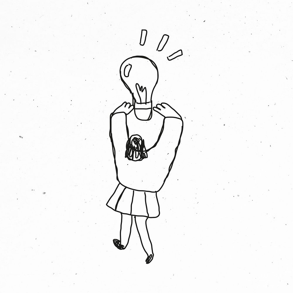 Woman holding light bulb psd cartoon icon
