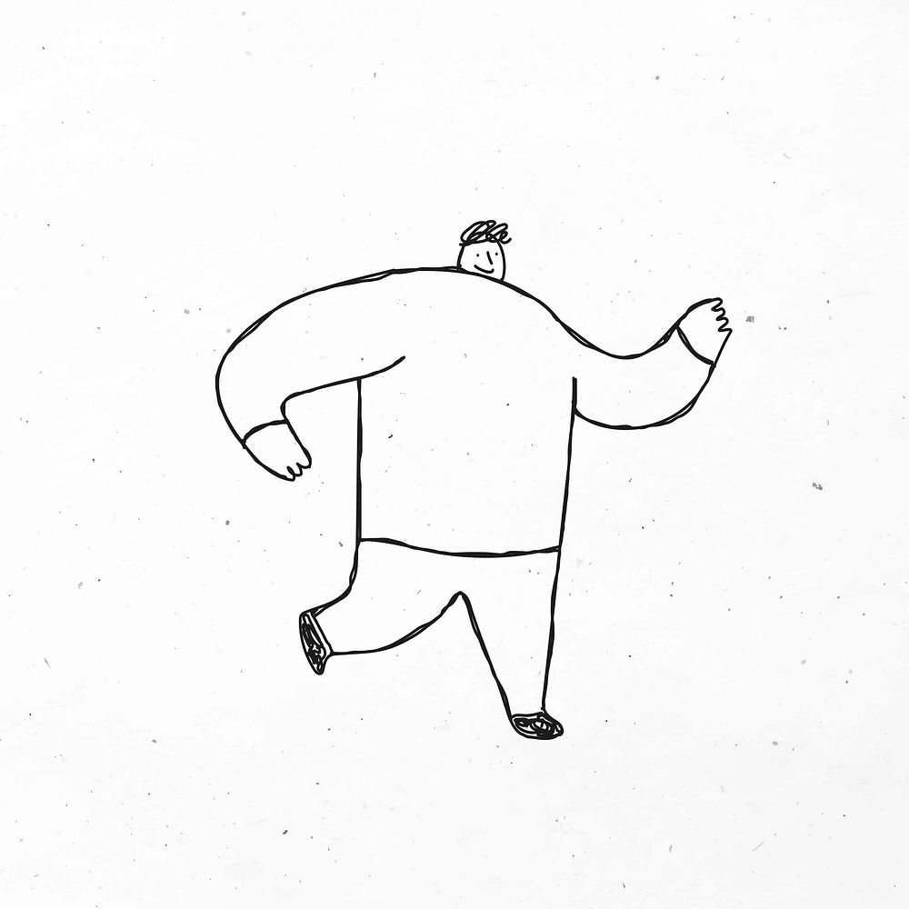 Cute black running man doodle icon