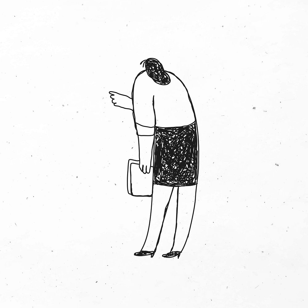 Beautiful office woman holding papers doodle icon