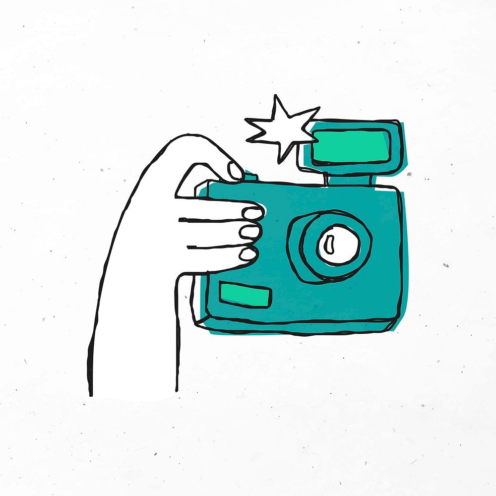 Green hand drawn camera clipart