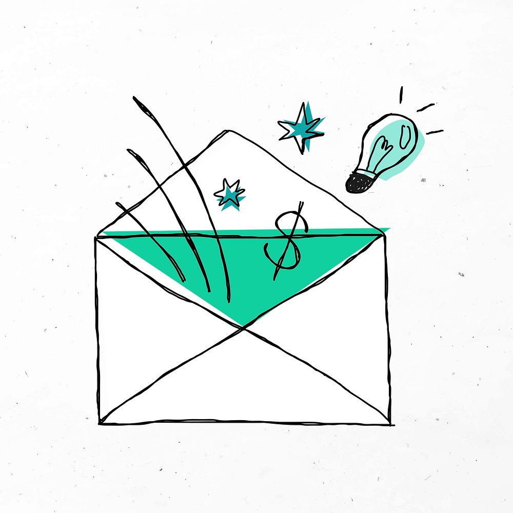 Green envelope cute business doodle icon