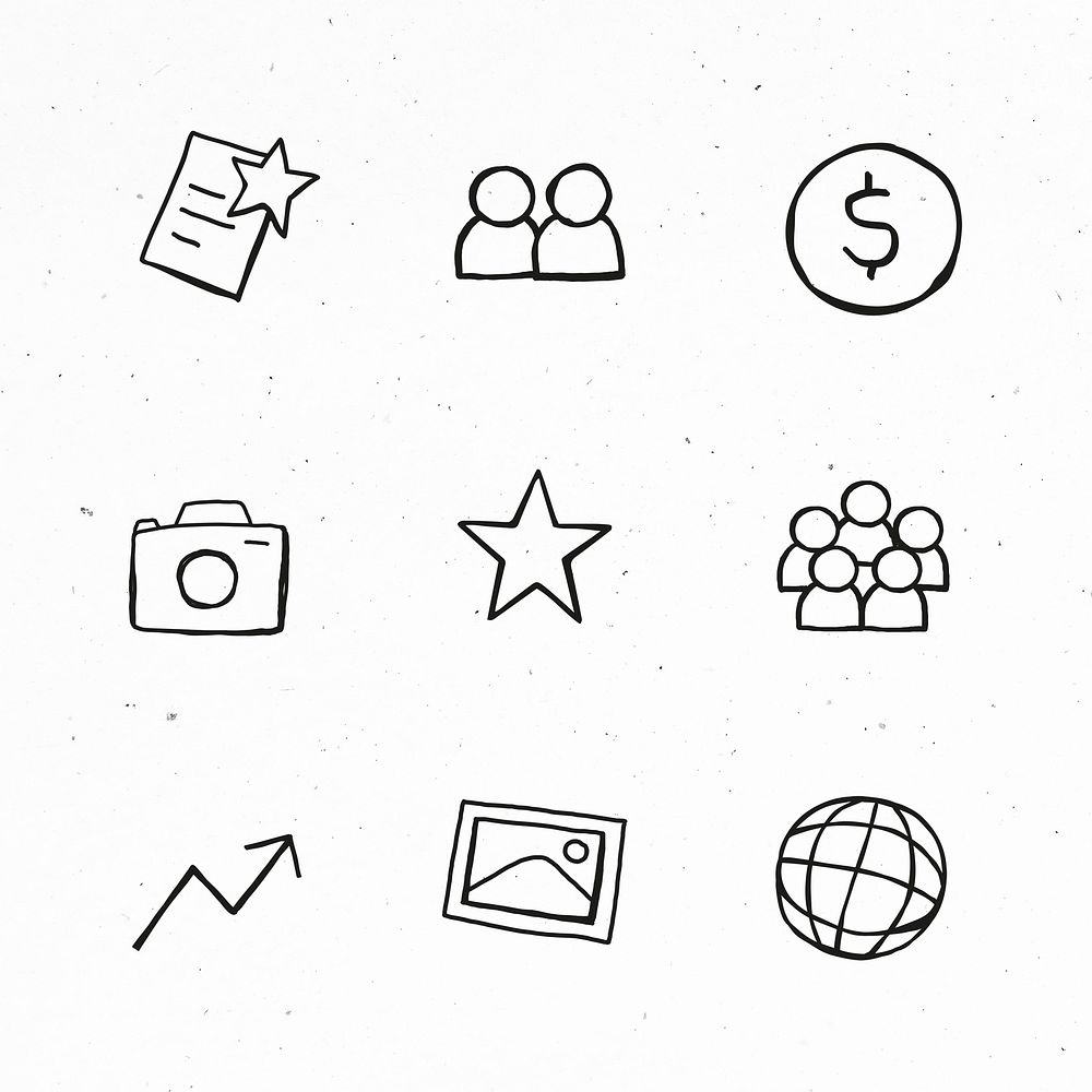 Minimal business icon psd set
