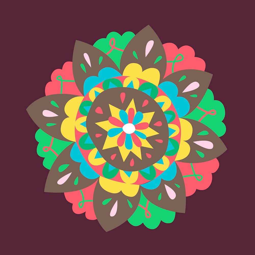 Colorful flower paisley pattern ornament psd drawing