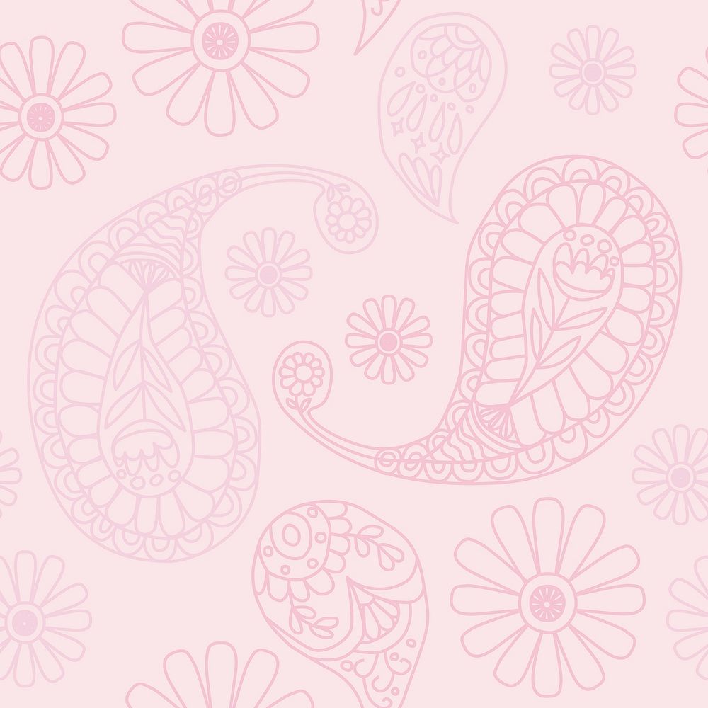 Pastel pink paisley seamless pattern background illustration