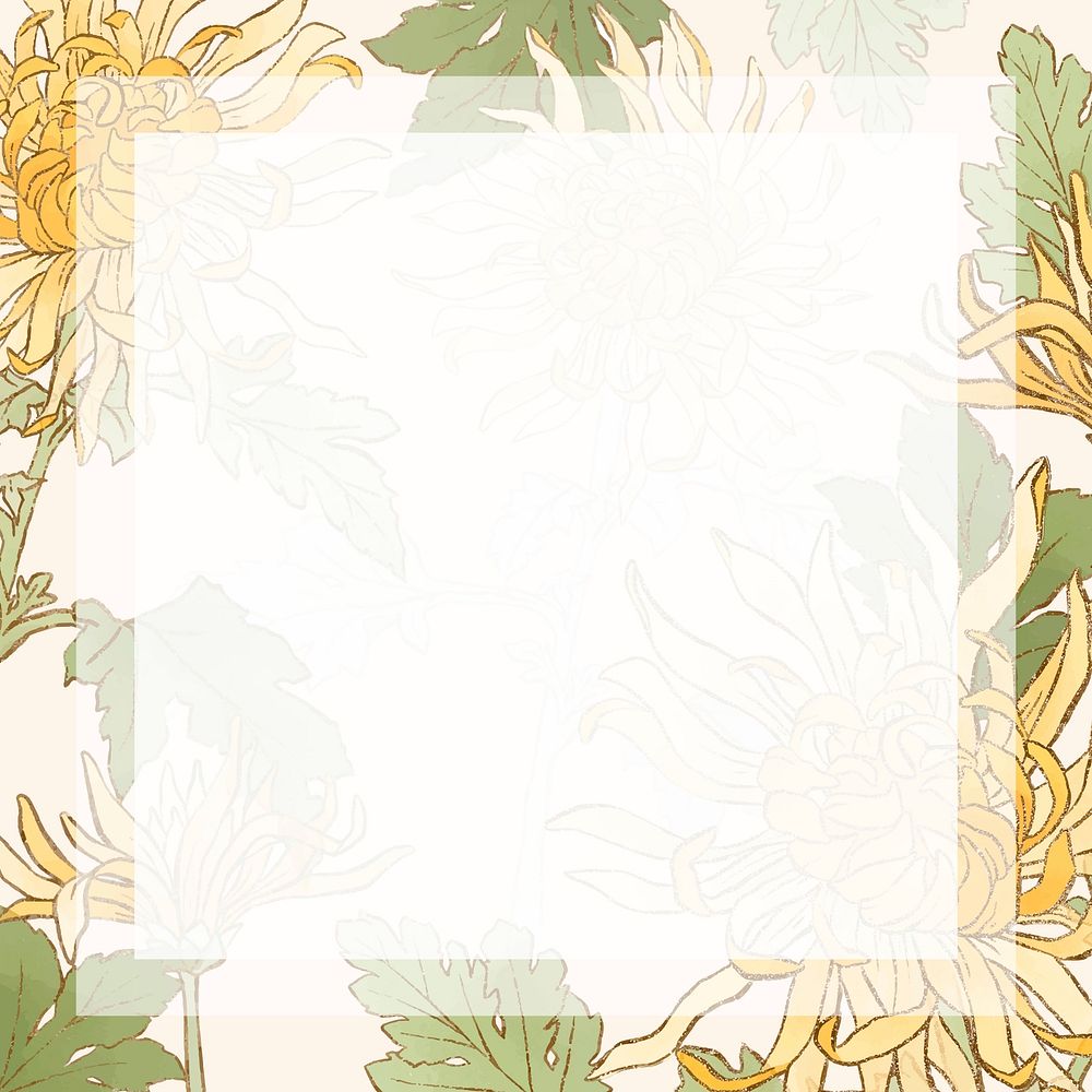 Hand-drawn chrysanthemum frame vector