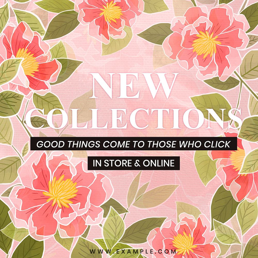 Editable template with floral batik motif flower background for social media post vector