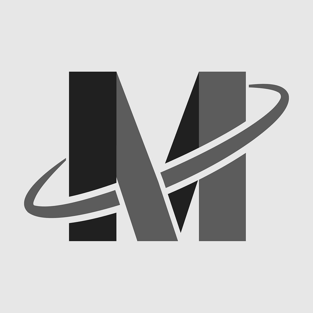 Simple M alphabet editable slogan psd logo design