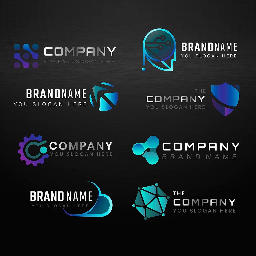 Gradient business logo psd minimal icon set