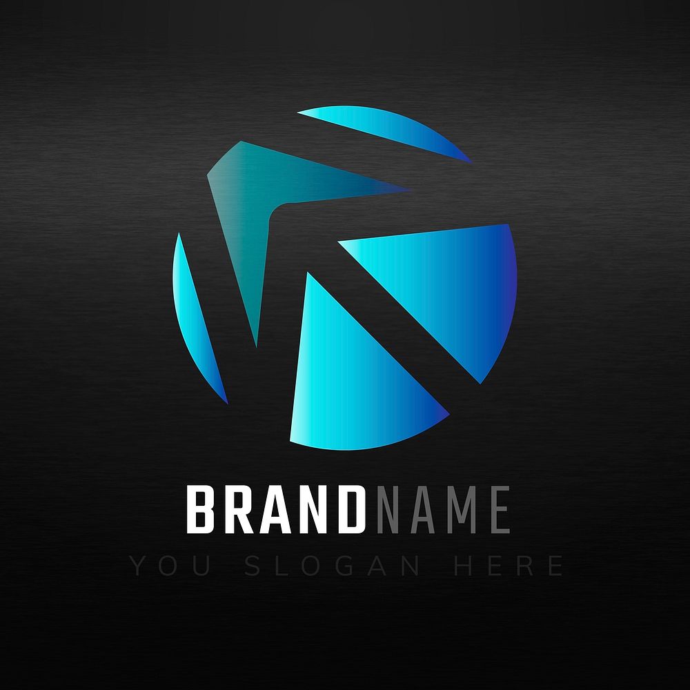Gradient arrow editable slogan psd logo design