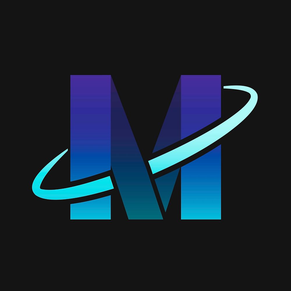 Gradient M alphabet logo vector technology design