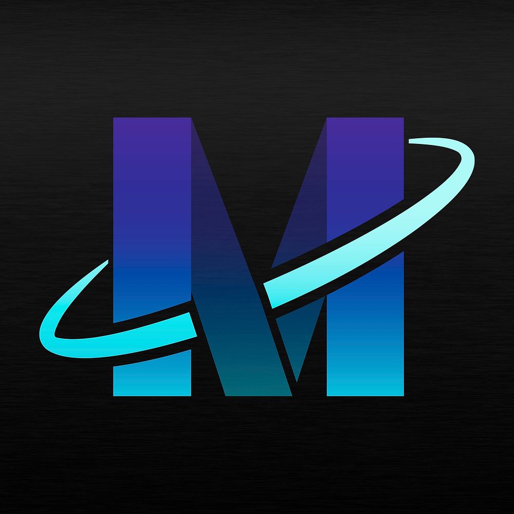Gradient M alphabet logo psd technology design