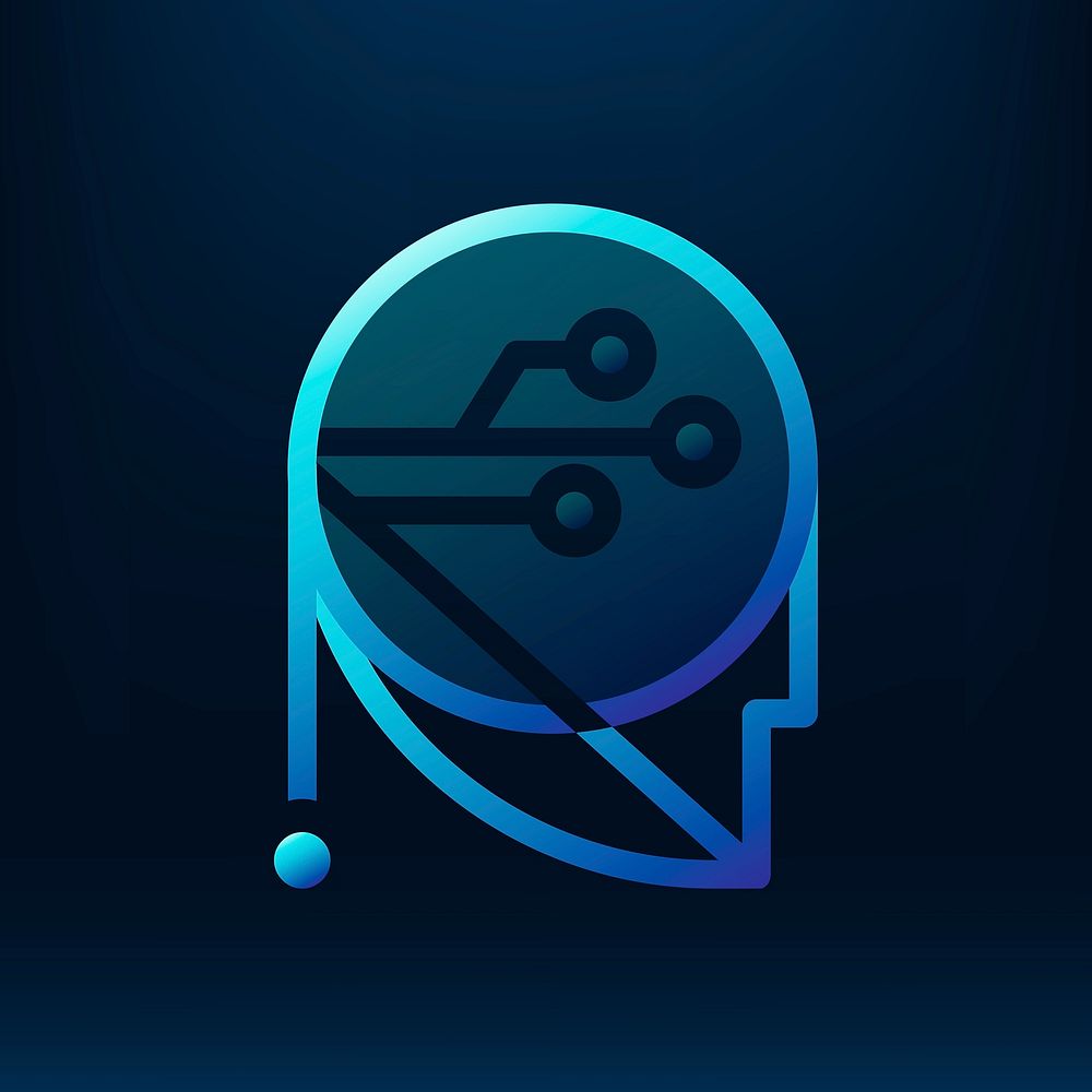 Gradient robotic badge icon design
