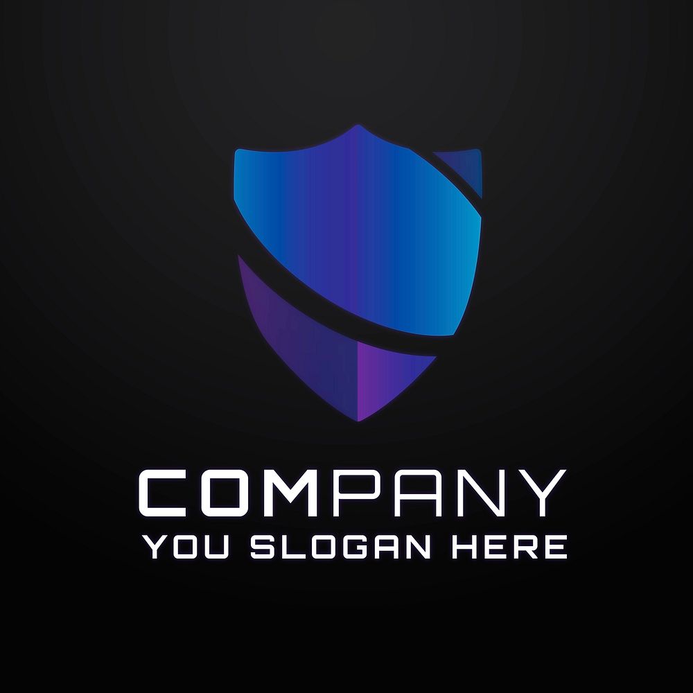 Gradient antivirus editable slogan vector logo design