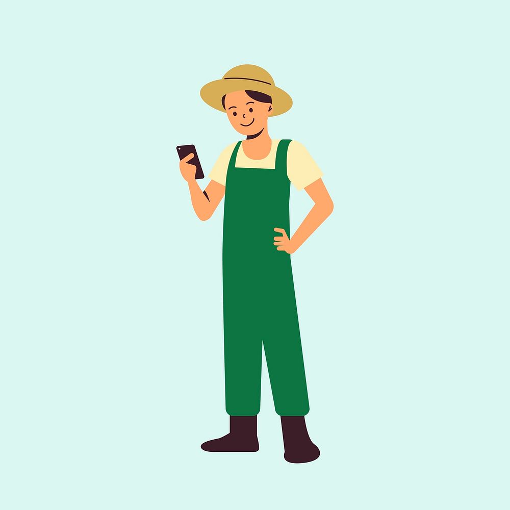 Farmer using technology in agriculture illustration illustration