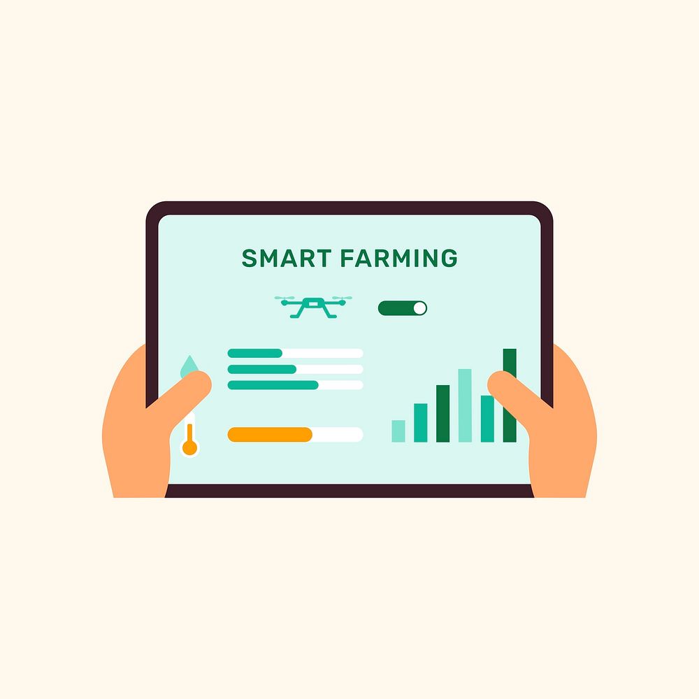 Smart farming controller UI on tablet screen illustration