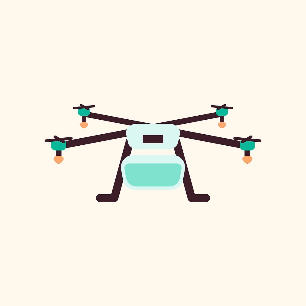 Cartoon drone agricultural technology icon illustration