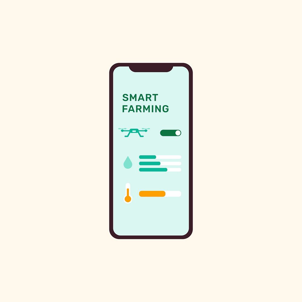Smart farming controller UI on phone screen illustration