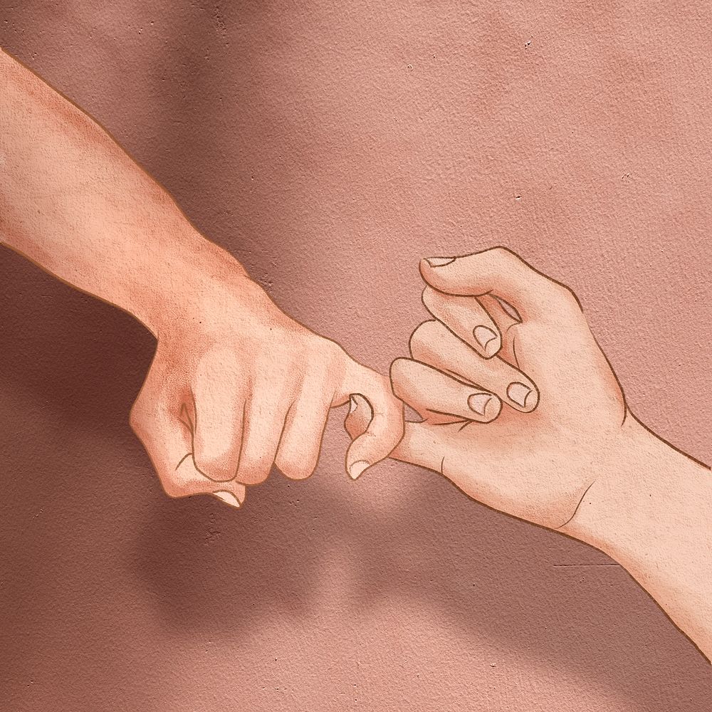 Hand showing pinky finger  hand drawn illustration