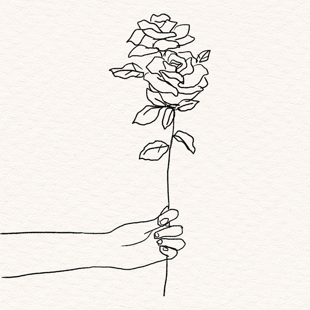 Cute Valentine&rsquo;s rose gift black and white sketch