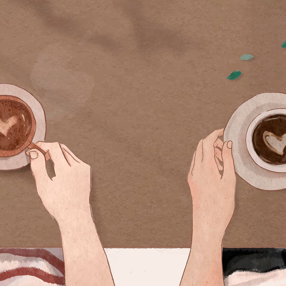 Perfect coffee date Valentine&rsquo;s vector aesthetic illustration social media post