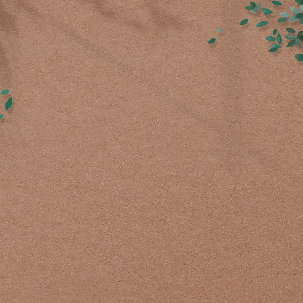 Brown rough wall vector with green leaves background