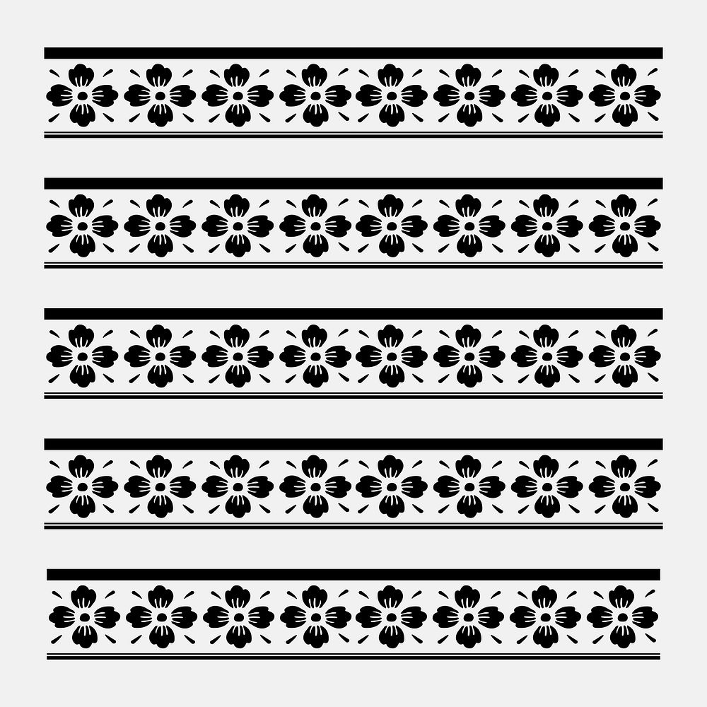 Chinese floral pattern brush vector black editable and compatible with AI