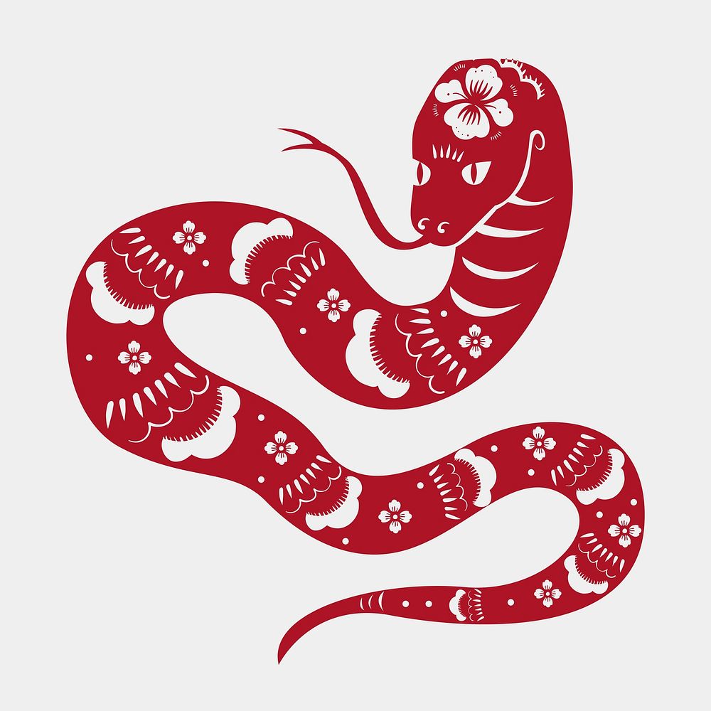 Year of snake vector red Chinese horoscope animal sticker