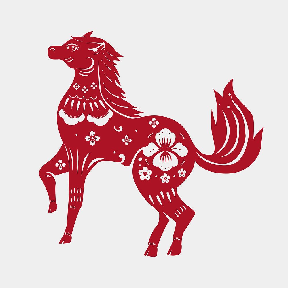 Chinese New Year horse psd red animal zodiac sign sticker