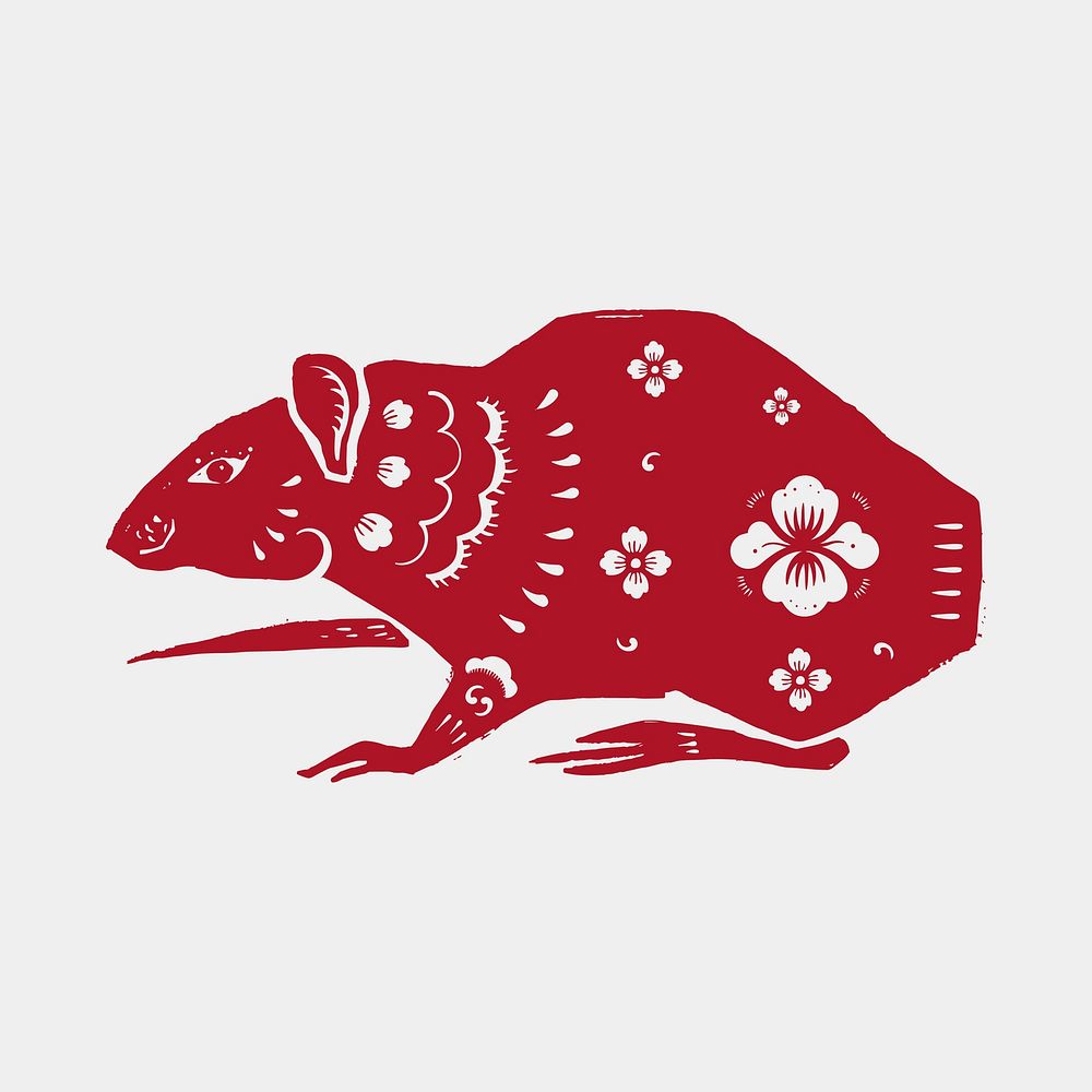 Year of rat vector red Chinese horoscope animal sticker